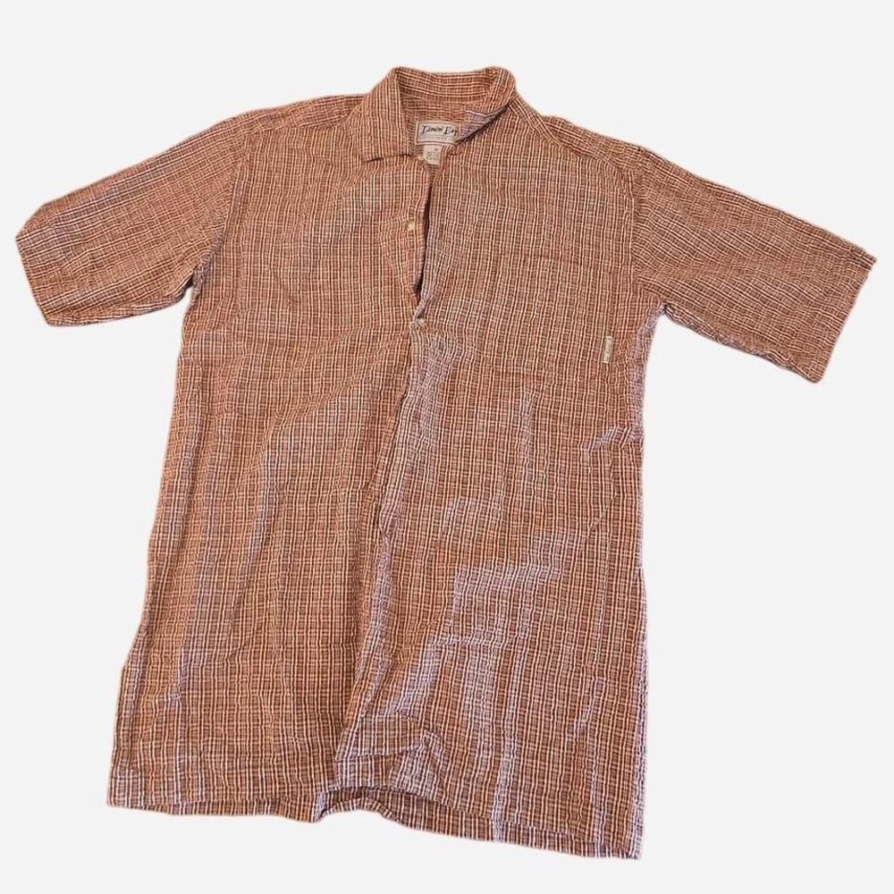 mens vintage‎ brown button up 100% cotton size medium
